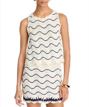 Cara Cara Casey Scalloped Crochet Mini Skirt Midnight Wave Size Small
